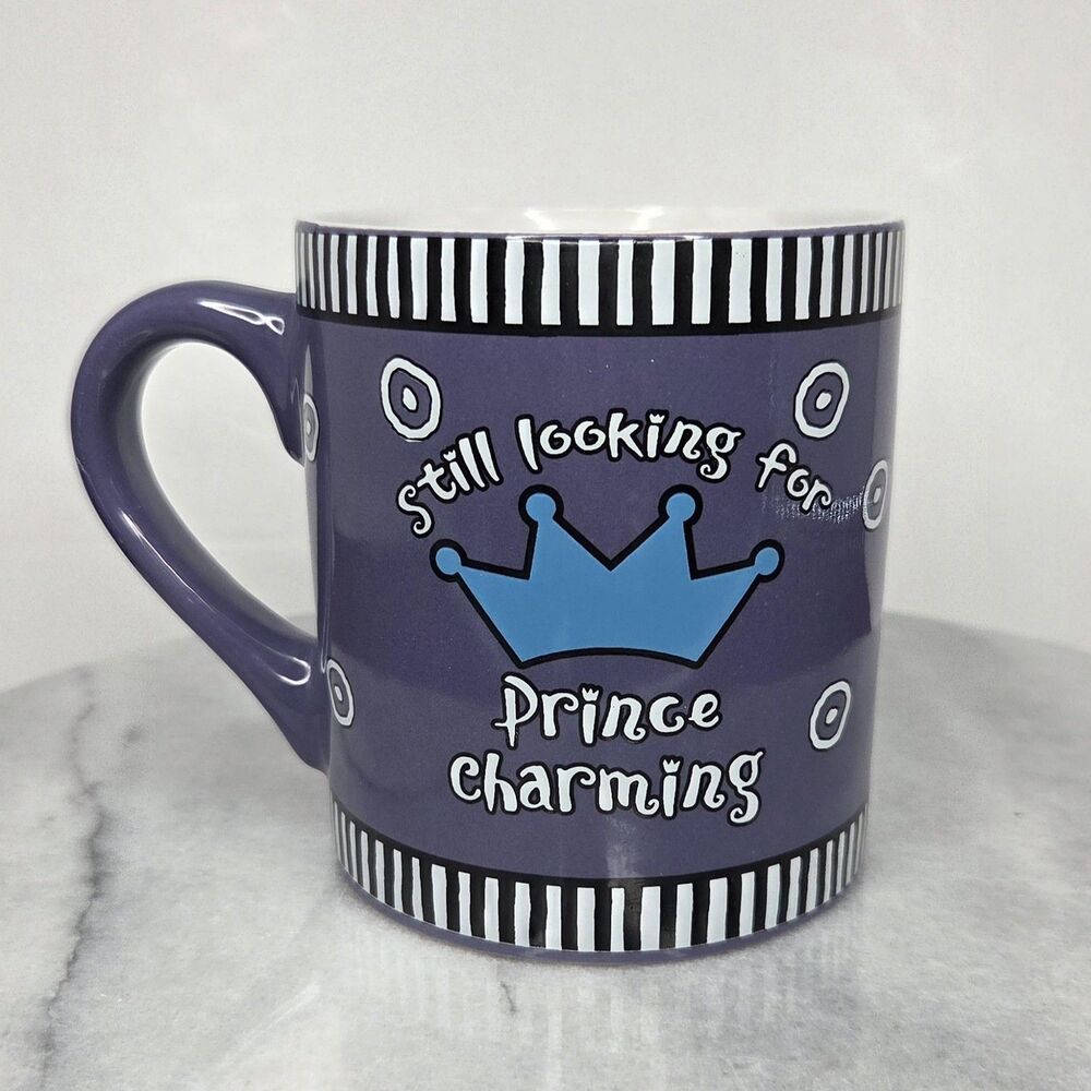 Silver Buffalo Kate Ward Thacker Prince Charming Purple Coffee Mug Cup Ceramic
